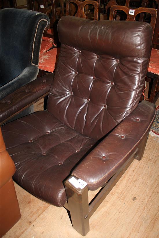 Leather Norwegian reclining armchair(-)
